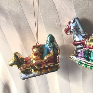 Two metal painted ornaments